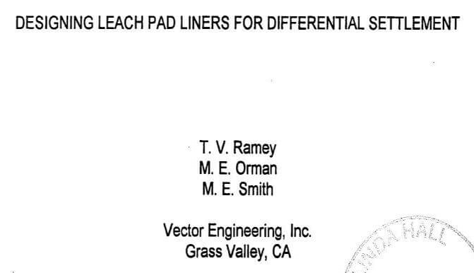 heap leach pad liner differential settlement & strain estimate