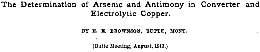 determination of arsenic and antimony in converter and electrolytic copper