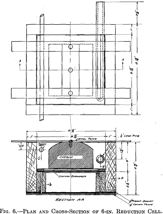plan and cross-section of 6 in reduction cell