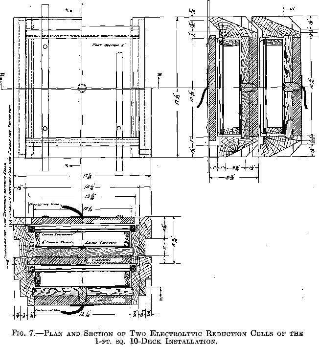 plan and section of two electrolytic reduction cell