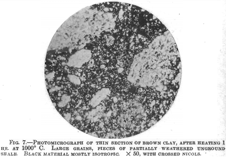 photomicrograph of thin section of brown clay