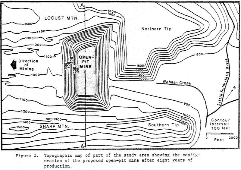 topographic map of part of the study area