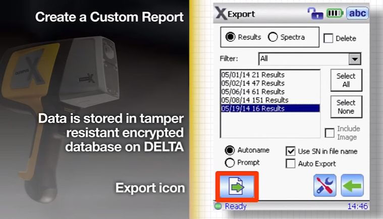 pxrf analyser export icon