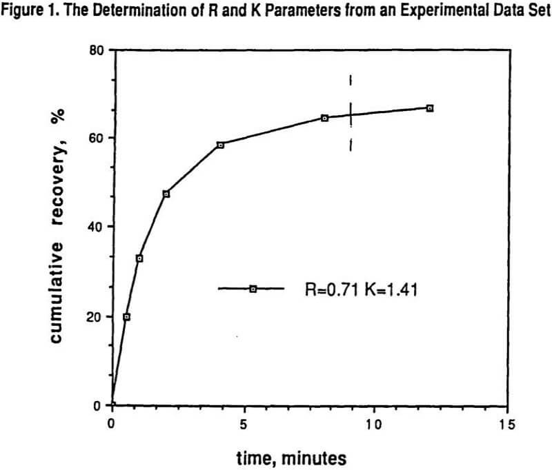 downstream froth flotation determination of r and k parameters from an experimental data set