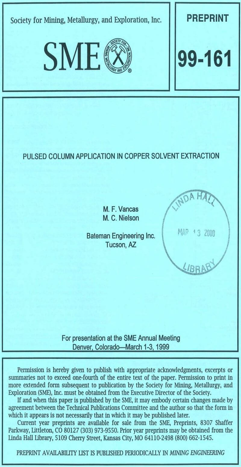 pulsed column application in copper solvent extraction