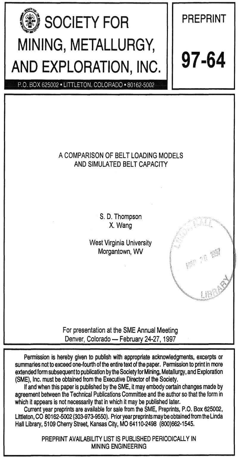 a comparison of belt loading models and simulated belt capacity