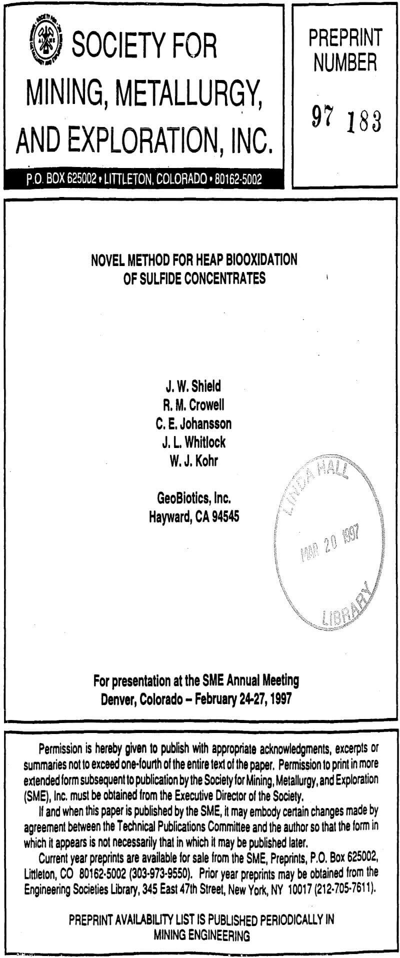 novel method for heap biooxidation of sulfide concentrates