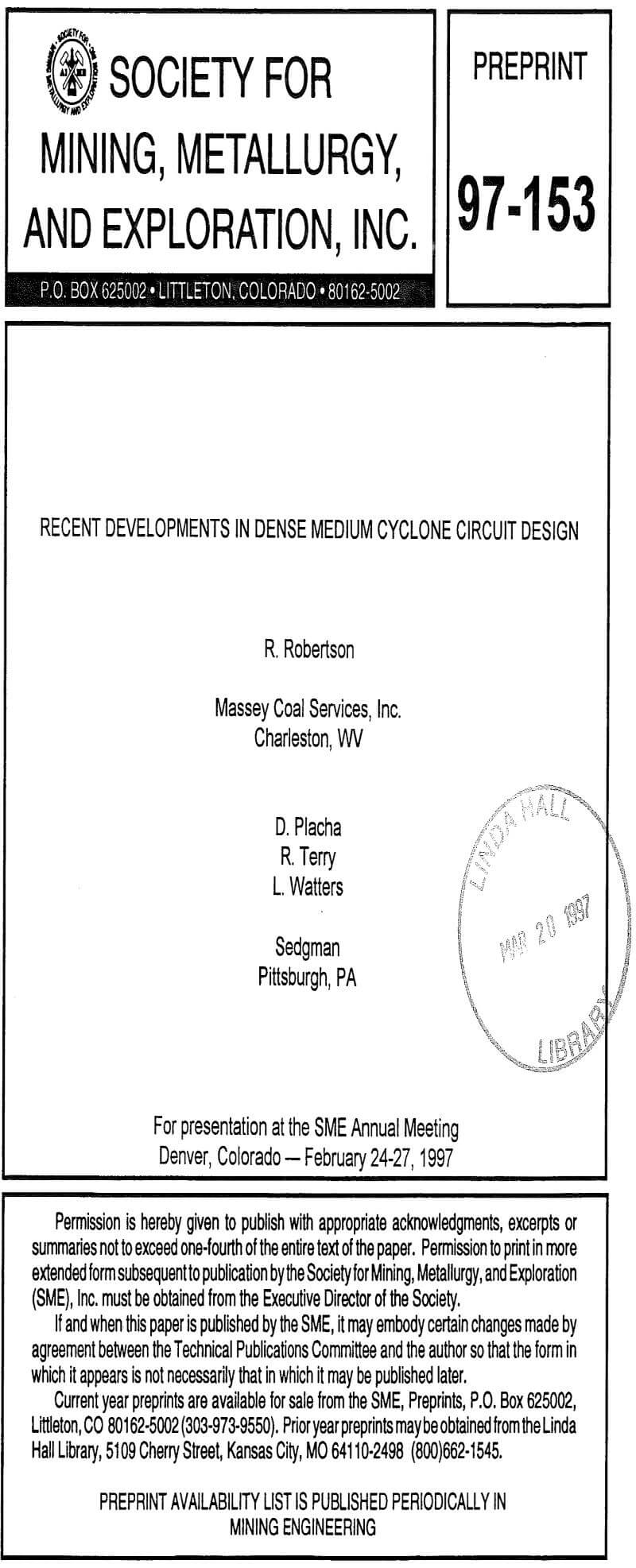 recent developments in dense medium cyclone circuit design