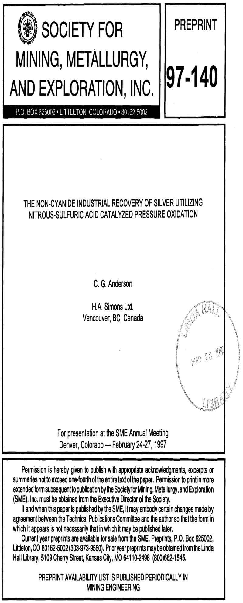 the non-cyanide industrial recovery of silver utilizing nitrous-sulfuric acid catalyzed pressure oxidation