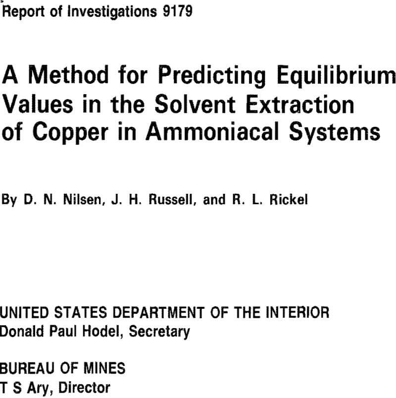a method for predicting equilibrium values in the solvent extraction of copper in ammoniacal systems