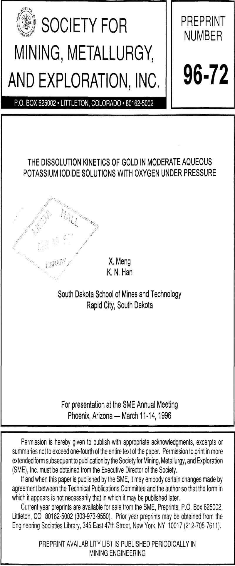 the dissolution kinetics of gold in moderate aqueous potassium iodide solutions with oxygen under pressure