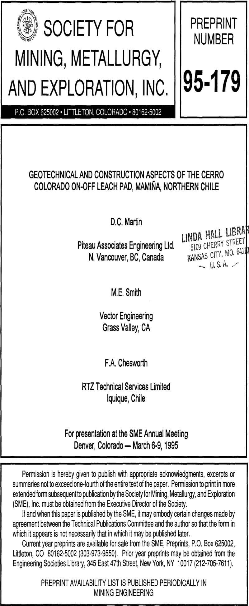 geotechnical and construction aspects of the cerro colorado on-off leach pad mamlfia northern chile