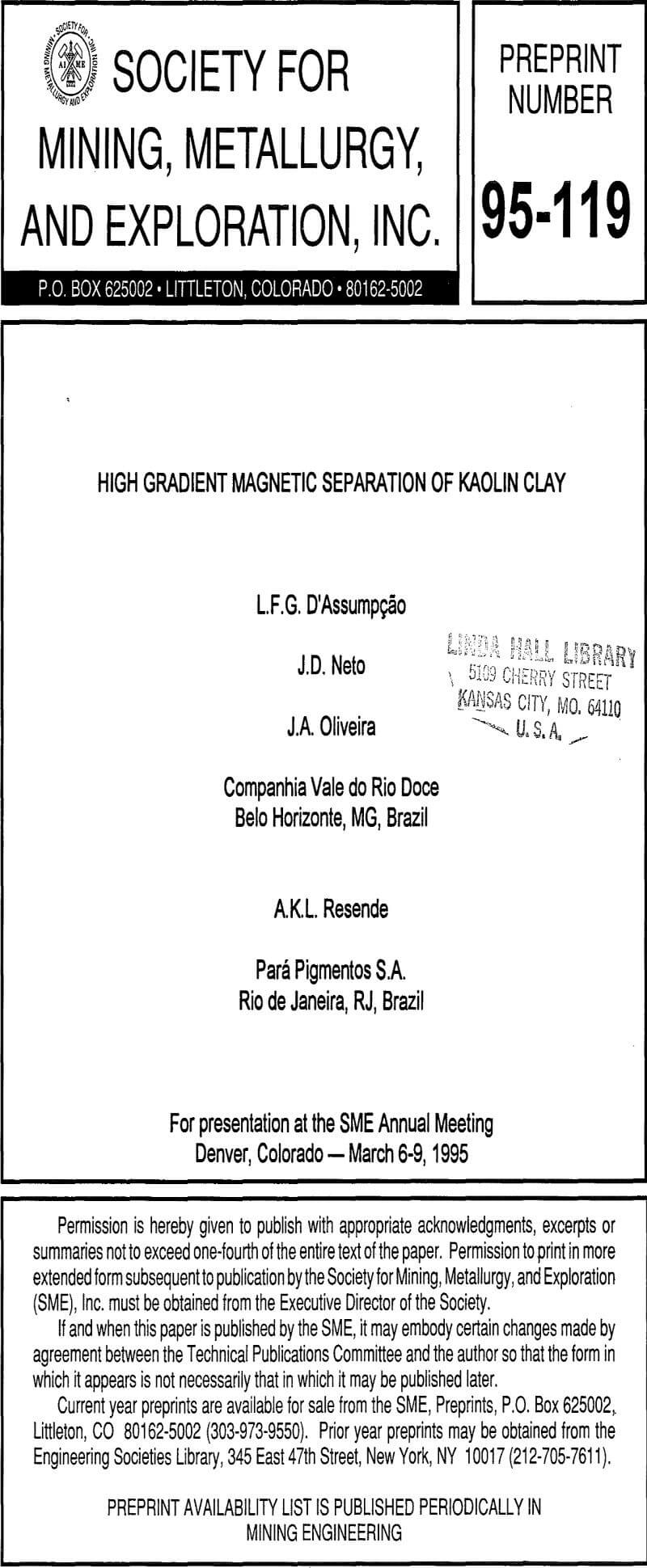 high gradient magnetic separation of kaolin clay