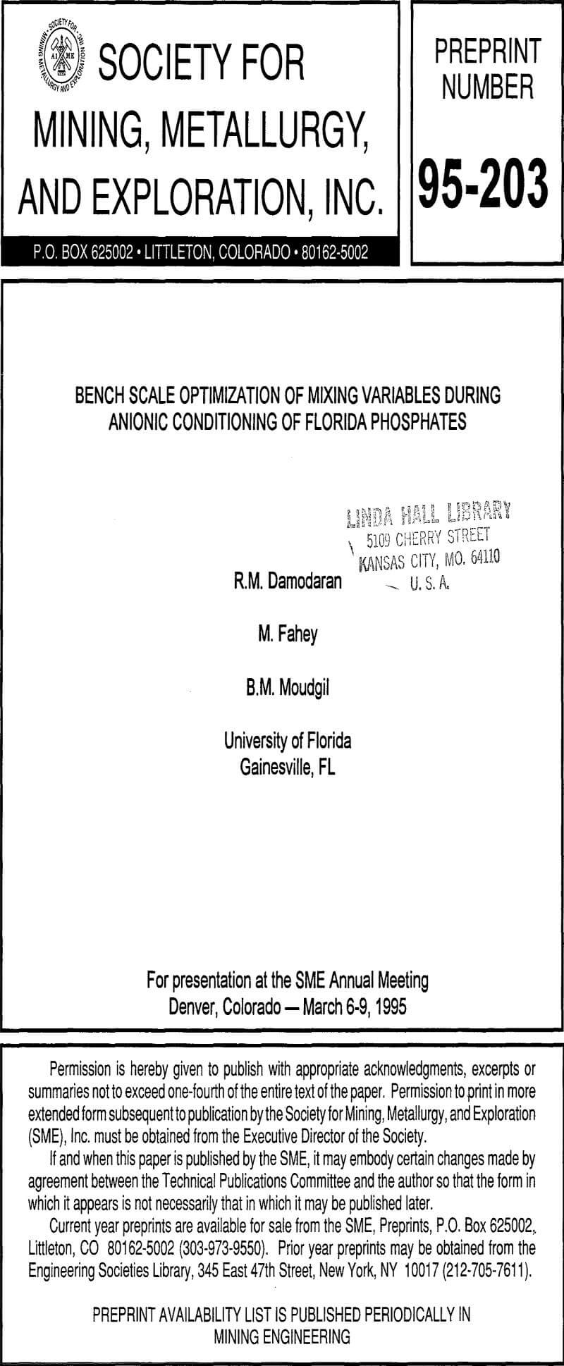 bench scale optimization of mixing variables during anionic conditioning of florida phosphates