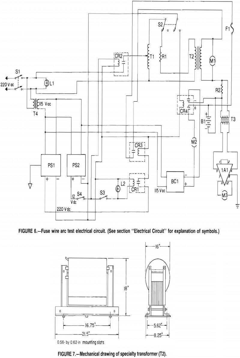fuse wire arc test mechanical drawing