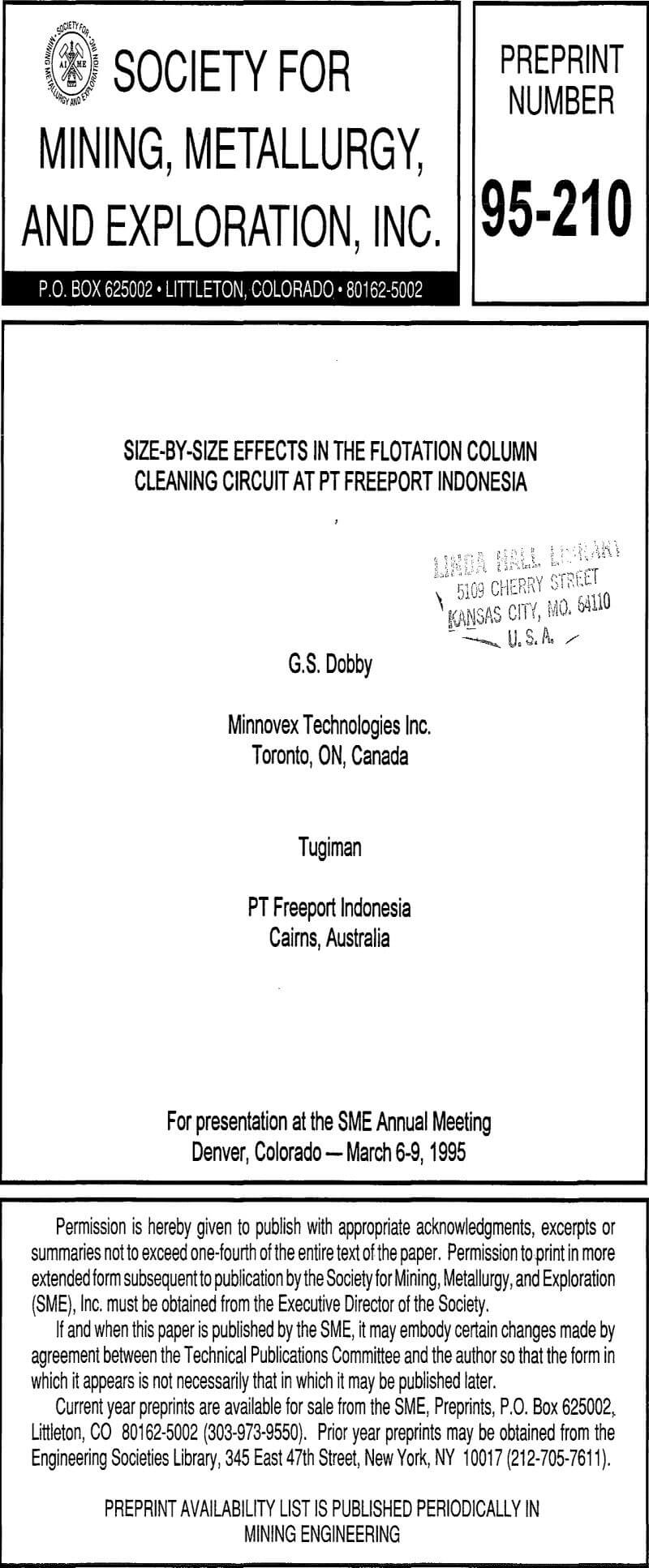 size-by-size effects in the flotation column cleaning circuit at pt freeport indonesia