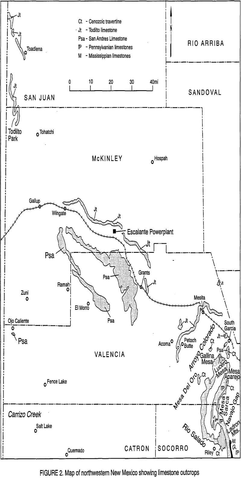 limestone map of northwestern outcrops