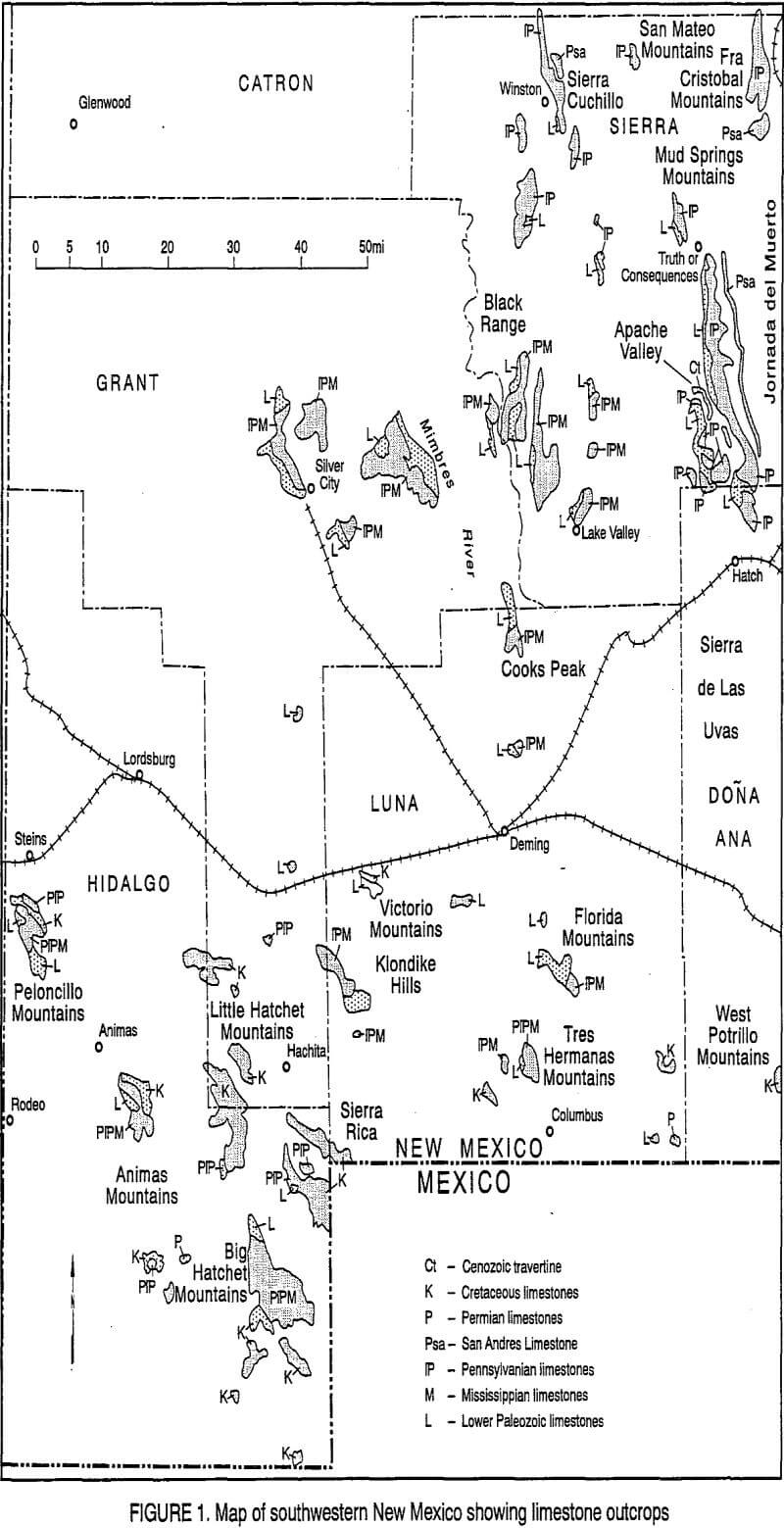 limestone map of southwestern
