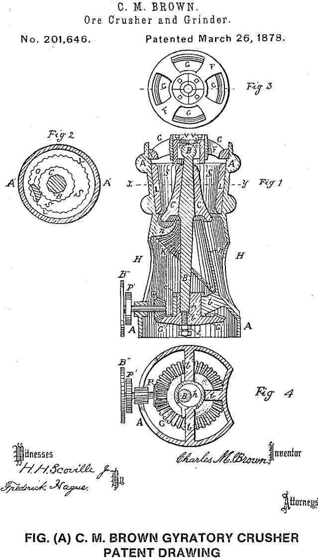 gyratory crusher patent drawing