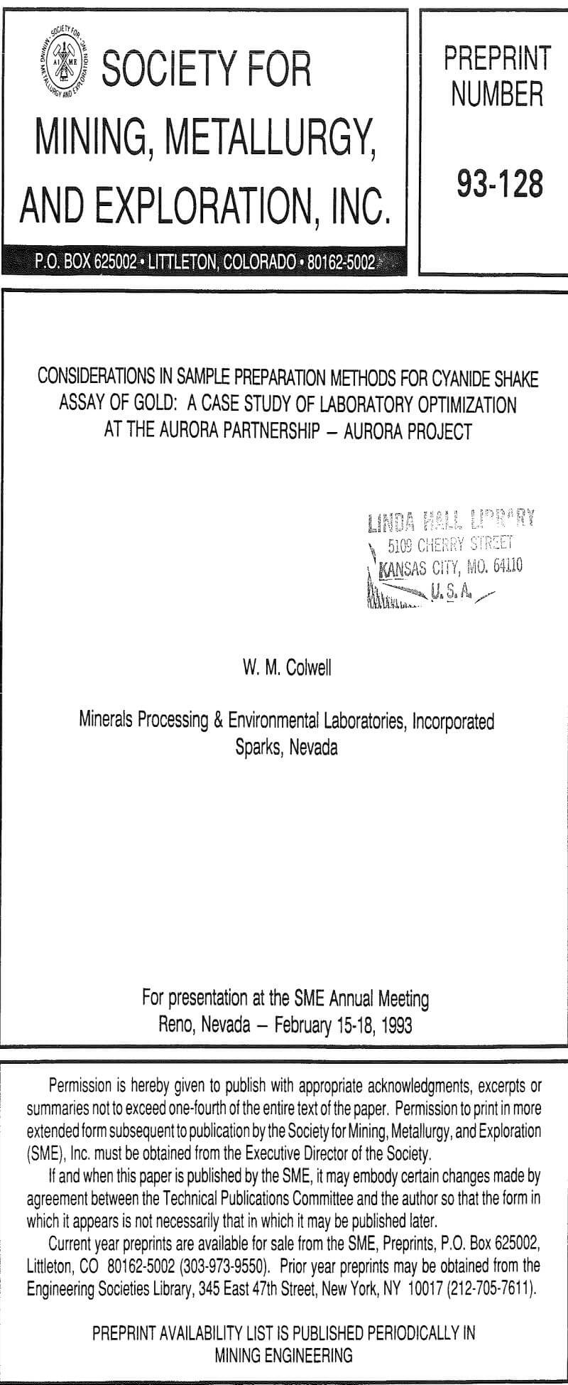 considerations in sample preparation methods for cyanide shake assay of gold a case study of laboratory optimization at the aurora partnership aurora project