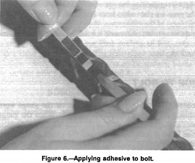 rock bolt applying adhesive