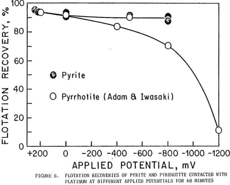 effect of pyrite-pyrrhotite potentials