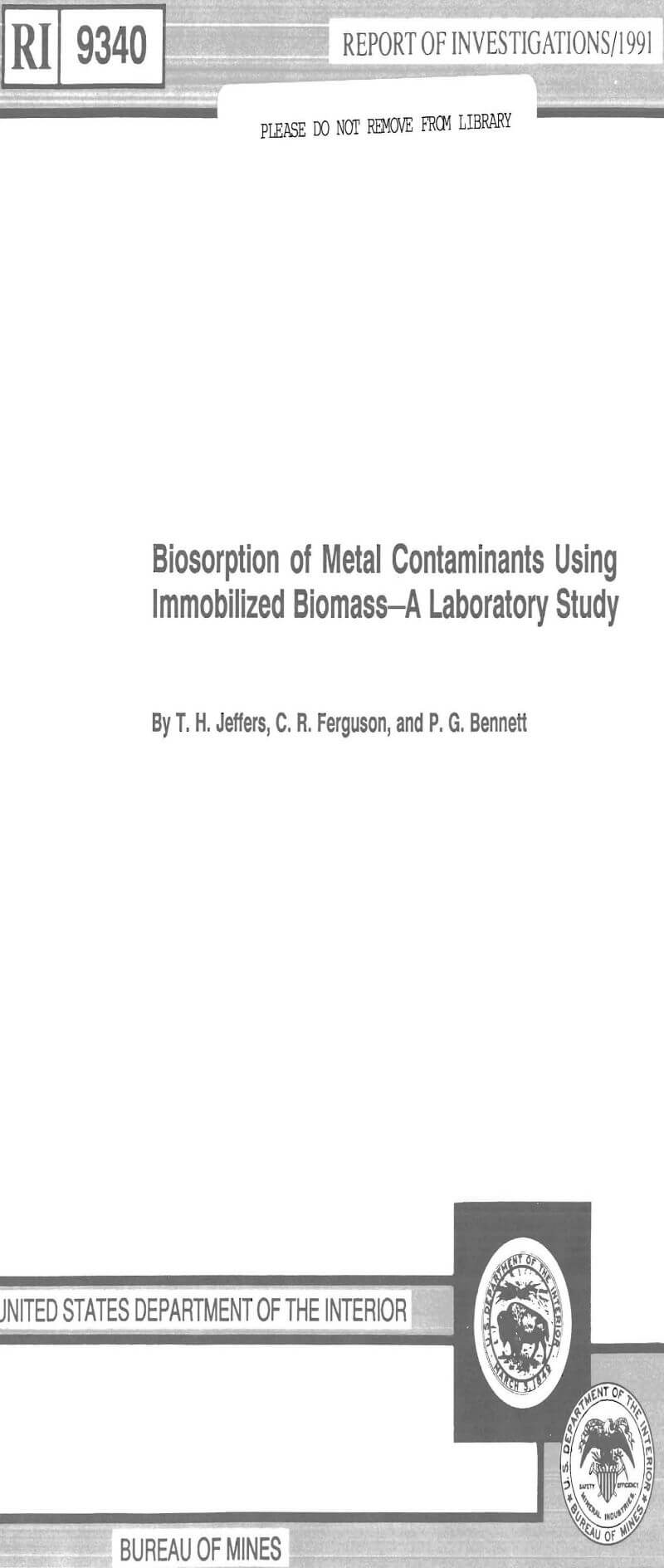 biosorption of metal contaminants using immobilized biomass a laboratory study