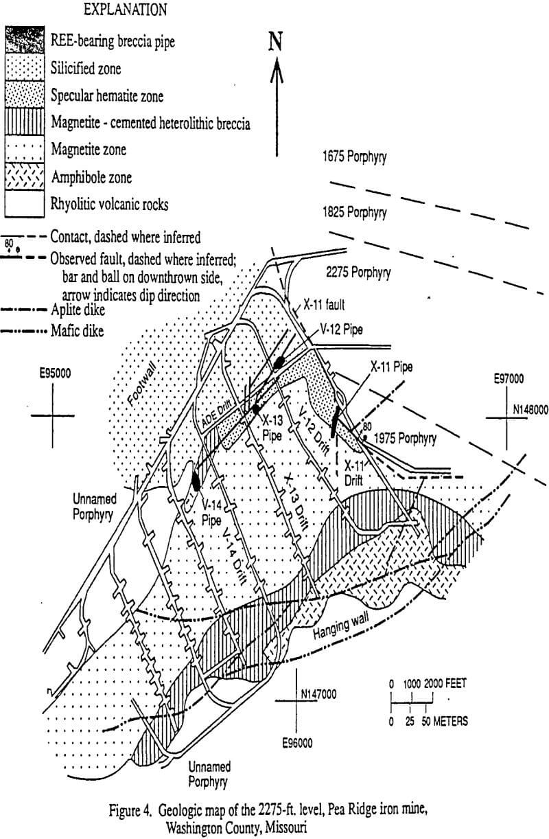 rare earth elements geologic map of the 2275-ft level