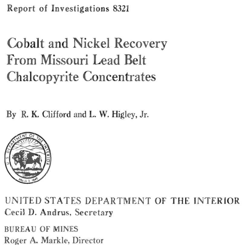 cobalt and nickel recovery from missouri lead belt chalcopyrite concentrates
