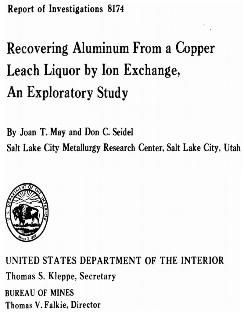 recovering aluminum from a copper leach liquor by ion exchange an exploratory study