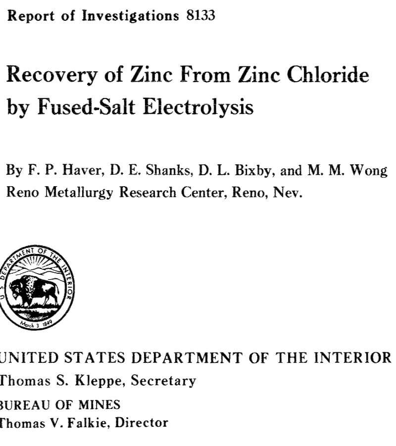 recovery of zinc from zinc chloride by fused-salt electrolysis