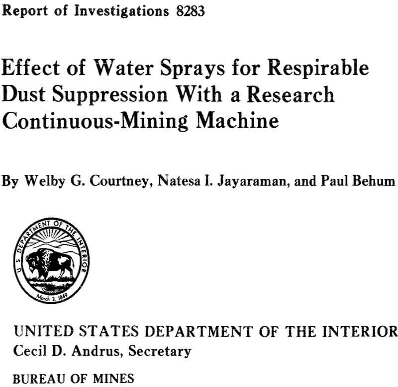 effect of water sprays for respirable dust suppression with a research continuous-mining machine