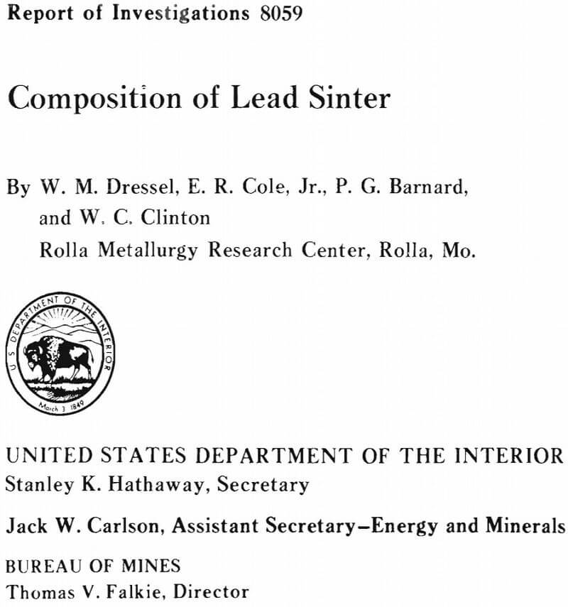 composition of lead sinter