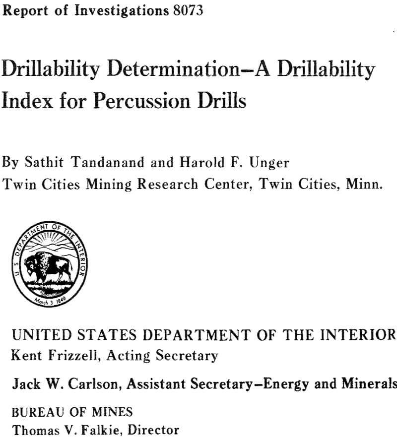 drillability determination—a drillability index for percussion drills