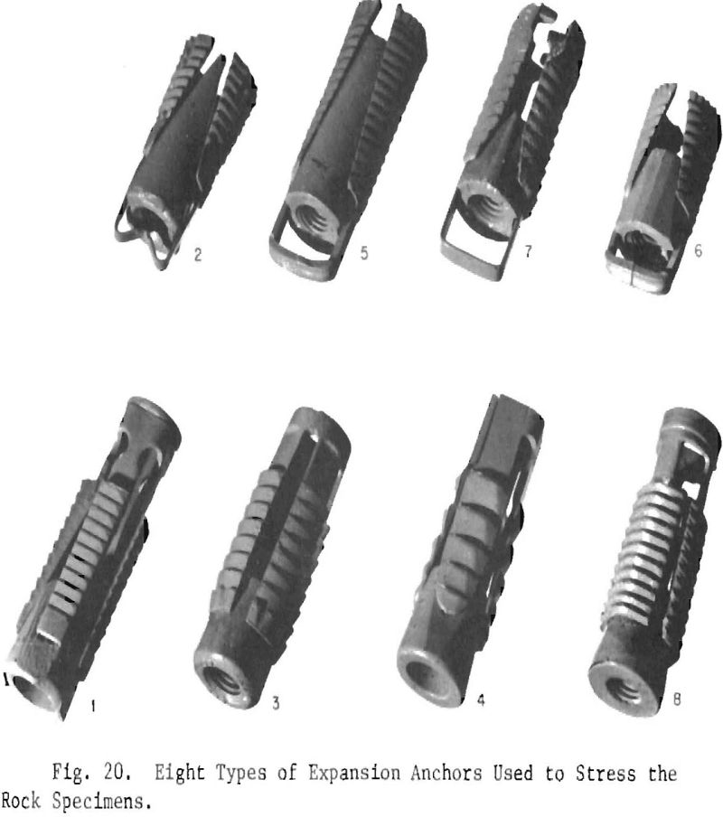rock-specimen eight types of expansion anchors