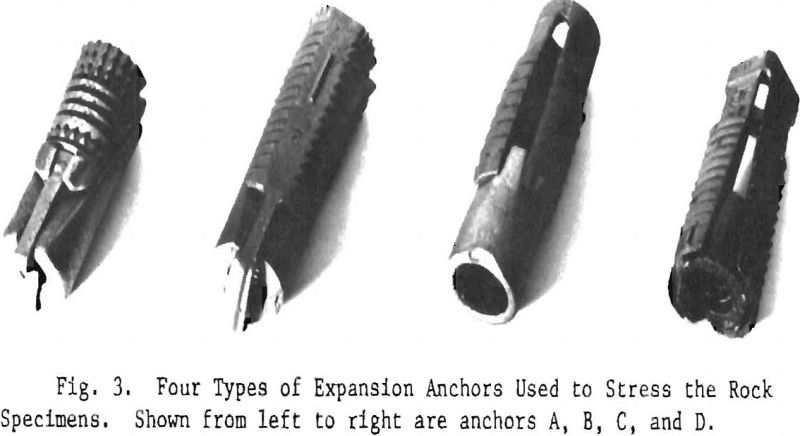 rock-specimen four types of expansion anchors