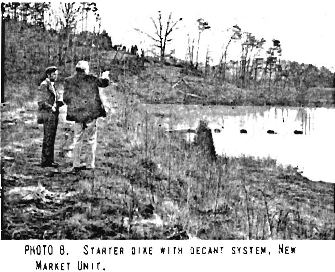 mill tailings starter dike with decant system