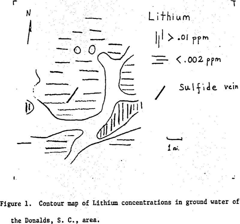 hydrogeochemical-prospecting contour map of lithium concentrations