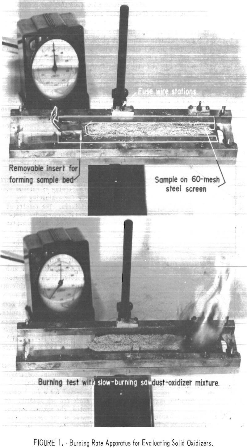oxidizing materials burning rate apparatus
