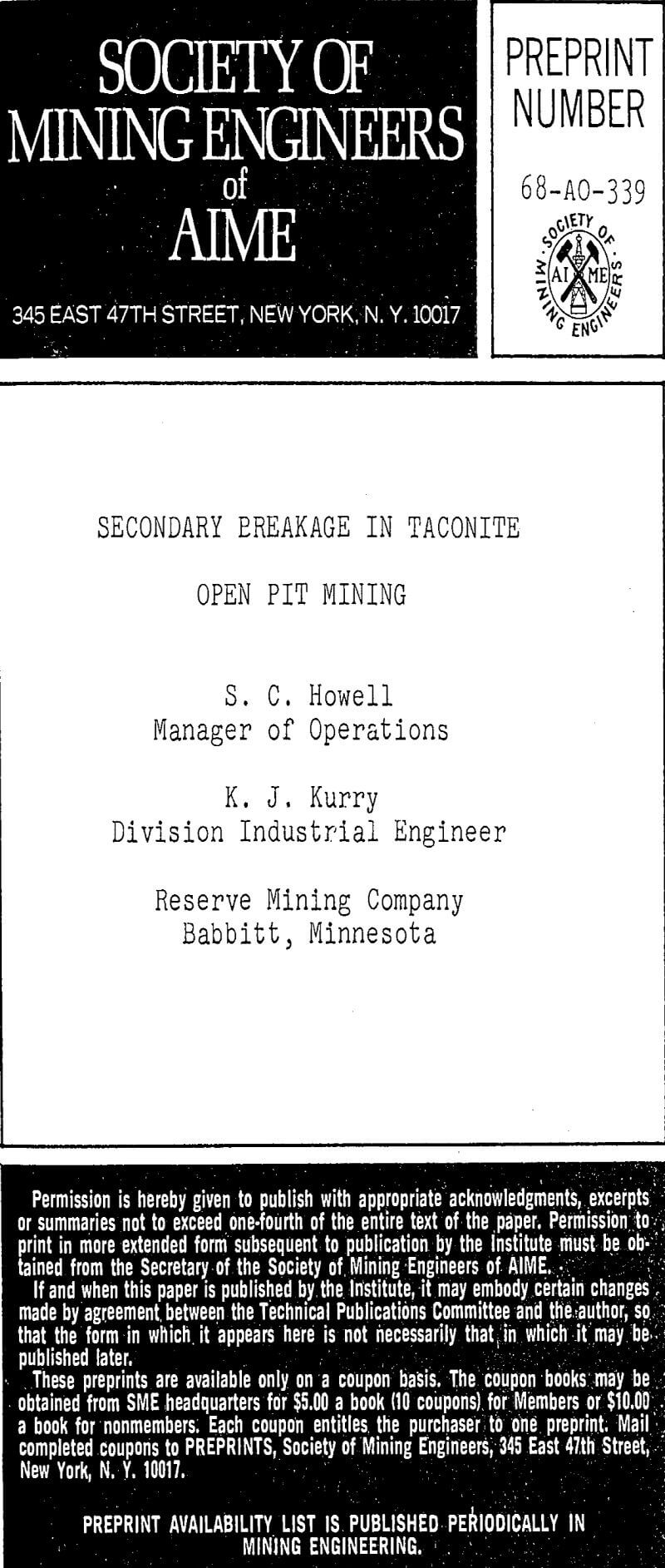 secondary breakage in taconite open pit mining