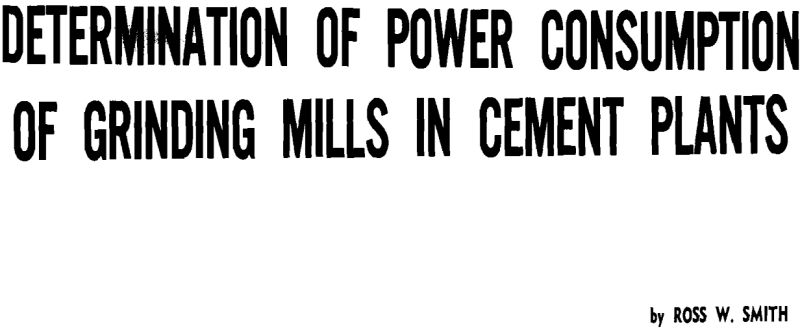 determination of power consumption of grinding mills in cement plants