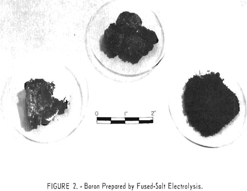 fused-salt-electrolysis boron prepared