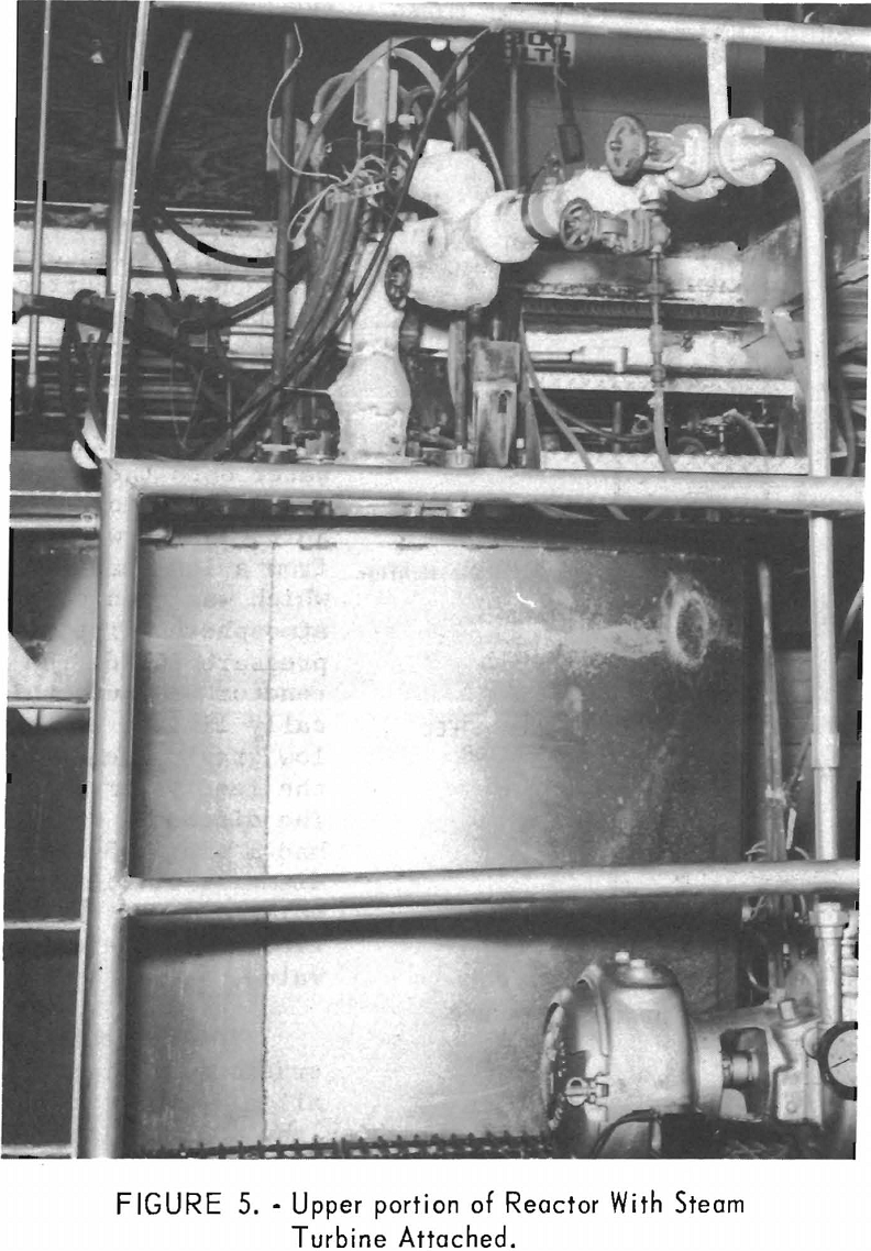 molten salt upper portion of reactor with steam turbine attached