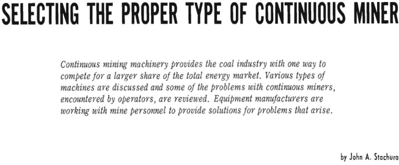 selecting the proper type of continuous miner