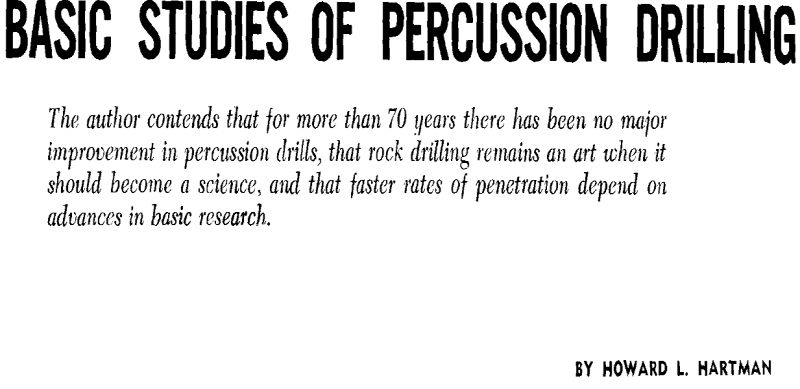basic studies of percussion drilling