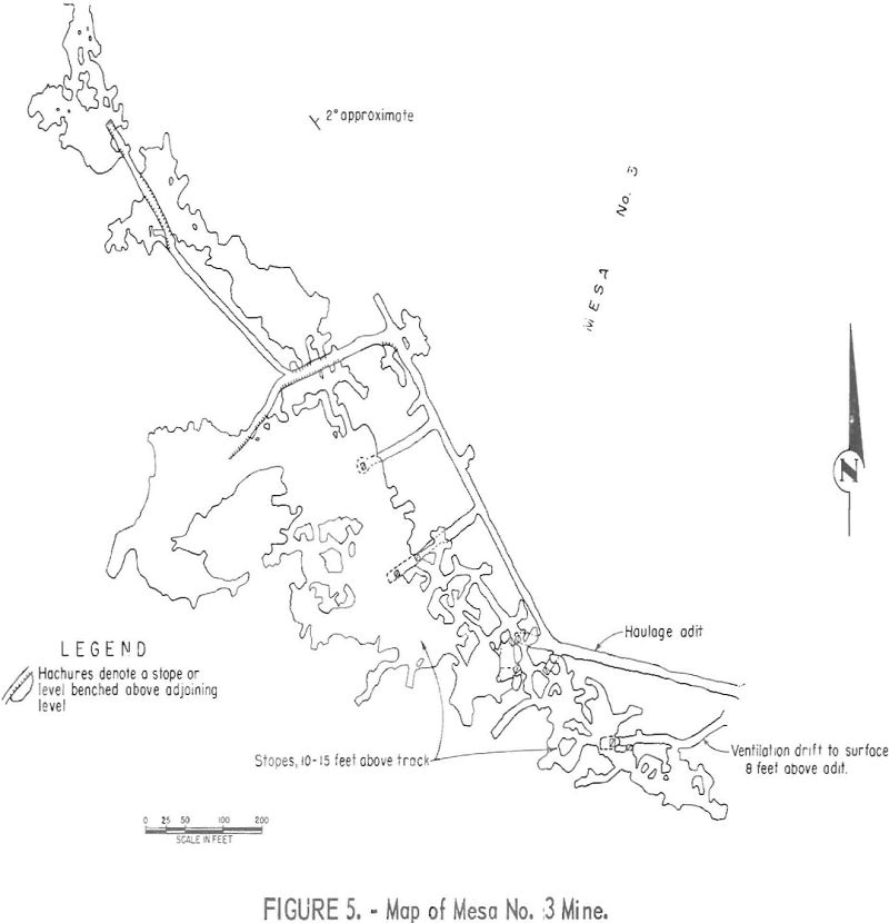 uranium mining map of mesa no. 3 mine