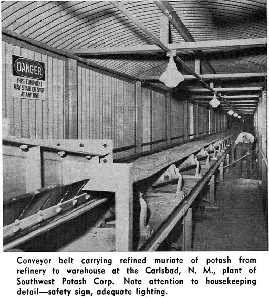 belt conveyor carrying refined muriate
