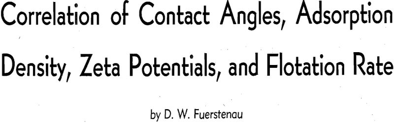 correlation of contact angles adsorption density zeta potentials and flotation rate