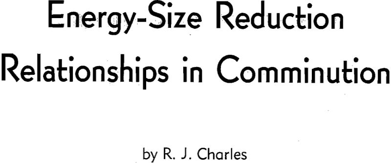 energy-size reduction relationships in comminution