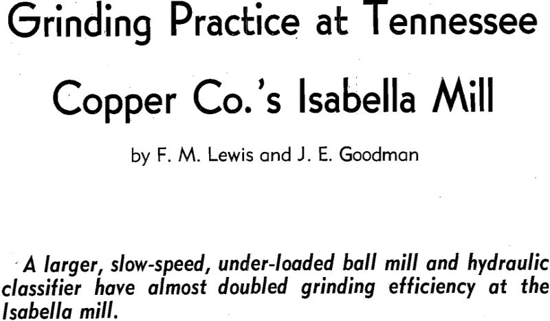 grinding practice at tennessee copper co.'s isabella mill